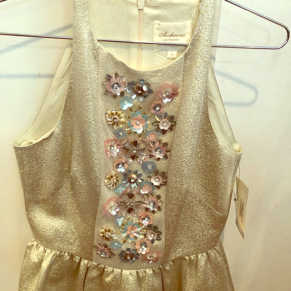 Shoshanna Midnight Shimmery gold beaded dress! Junior prom / Prom Dress!